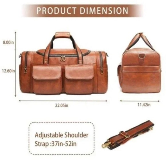 New Duffle Bag for Men Overnight Weekender Gym Bag with Shoe Compartment - Picture 2 of 7